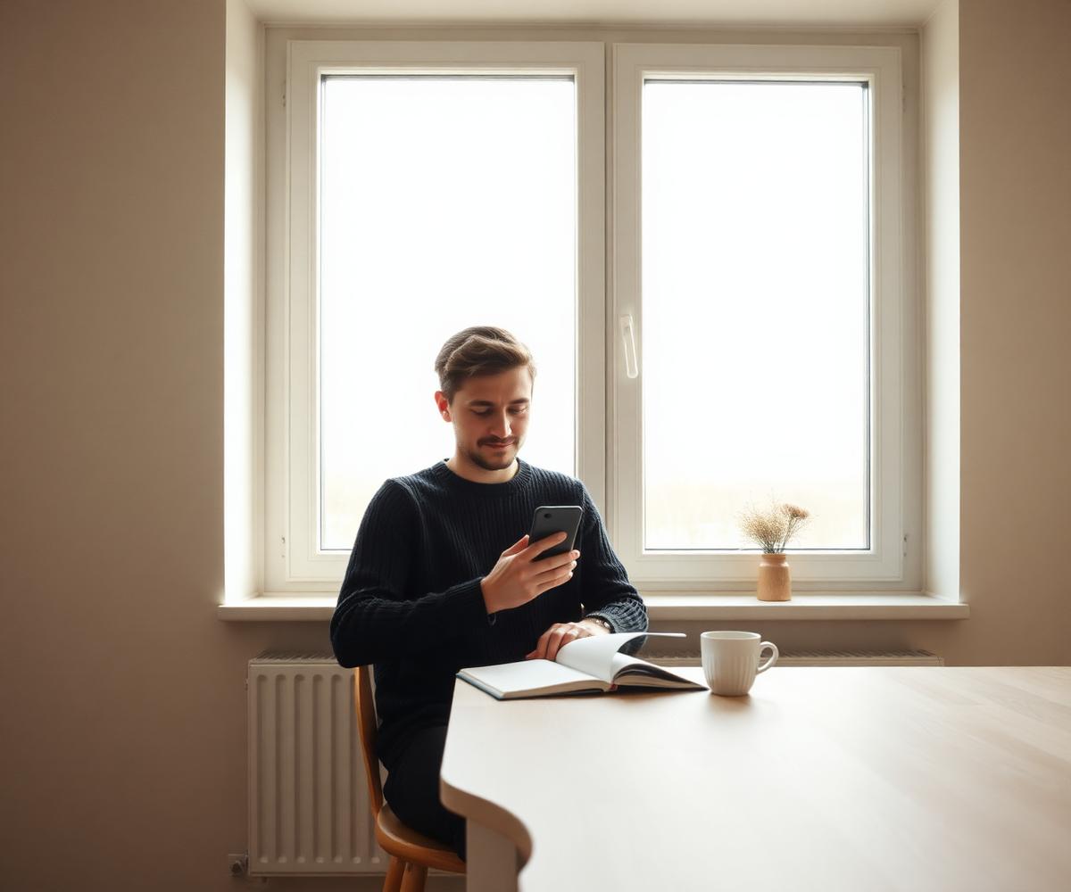 Person som övar inför det svenska medborgarskapsprovet på mobilen